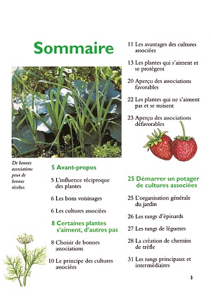 Sommaire du livre : "Le poireau préfère les fraises" des éditions Terre vivante.